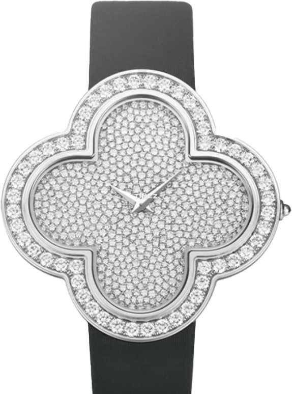 Van Cleef & Arpels,Alhambra® 40x40mm,40x40mm,White Gold,Silver,Quartz,Sapphire,Crystal Glass,Other,VCARO41B00