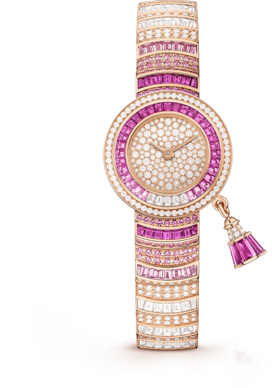 Van Cleef & Arpels,Charms 21mm,21mm,Rose Gold,Sapphire,Rose,Quartz,Rectangular,Rose Gold,Pink Red,Red,VCARO8RG00