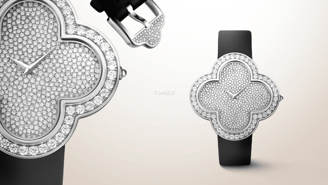 Van Cleef & Arpels,Alhambra® 40x40mm,40x40mm,White Gold,Silver,Quartz,Sapphire,Crystal Glass,Other,VCARO41B00