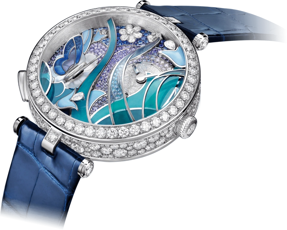 Van Cleef & Arpels,Poetic Complications® 40mm,40mm,White Gold,Blue,Purple,Multi-Color,Automatic,Sapphire,Crystal Glass,Round,VCARO8PN00