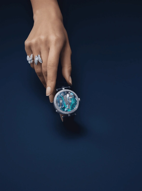 Van Cleef & Arpels,Poetic Complications® 40mm,40mm,White Gold,Blue,Purple,Multi-Color,Automatic,Sapphire,Crystal Glass,Round,VCARO8PN00