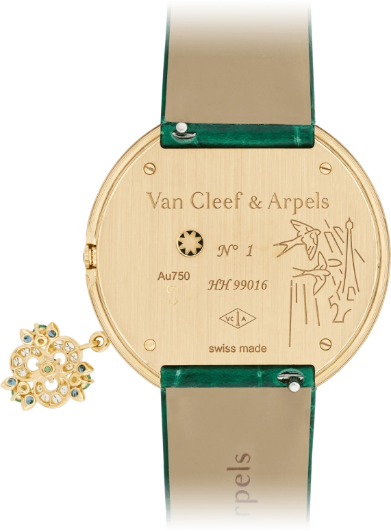 Van Cleef & Arpels,Extraordinary Dials™ 38mm,38mm,Sapphire,Yellow Gold,White,Yellow,Multi-Color,Blue,Quartz,Sapphire,Crystal Glass,Round,VCARO8WR00