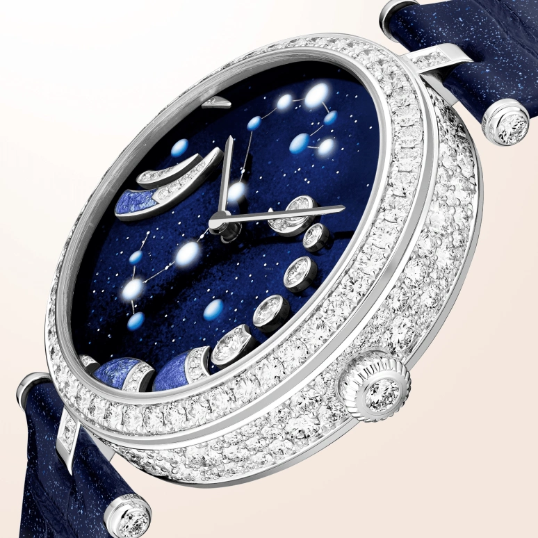 Van Cleef & Arpels,Poetic Complications® 38mm,38mm,White Gold,Blue,Purple,Automatic,Sapphire,Crystal Glass,Round,VCARO8TT00