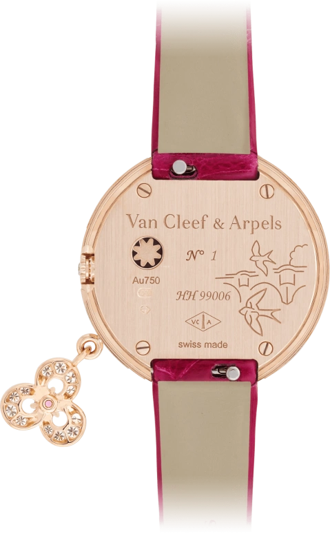 Van Cleef & Arpels,Extraordinary Dials™ 25mm,25mm,Rose Gold,Sapphire,Rose,Gold,Multi-Color,Quartz,Sapphire,Crystal Glass,Round,VCARO8WP00