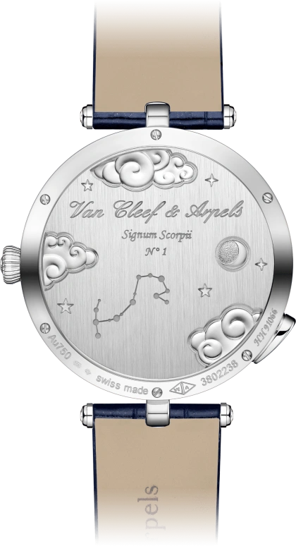 Van Cleef & Arpels,Poetic Complications® 38mm,38mm,White Gold,Blue,Purple,Automatic,Sapphire,Crystal Glass,Round,VCARO8TT00