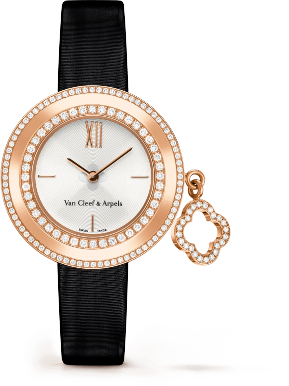 Van Cleef & Arpels,Charms 25mm,25mm,Rose Gold,White,Sapphire,Crystal Glass,Setting,Diamonds,VCARO29800