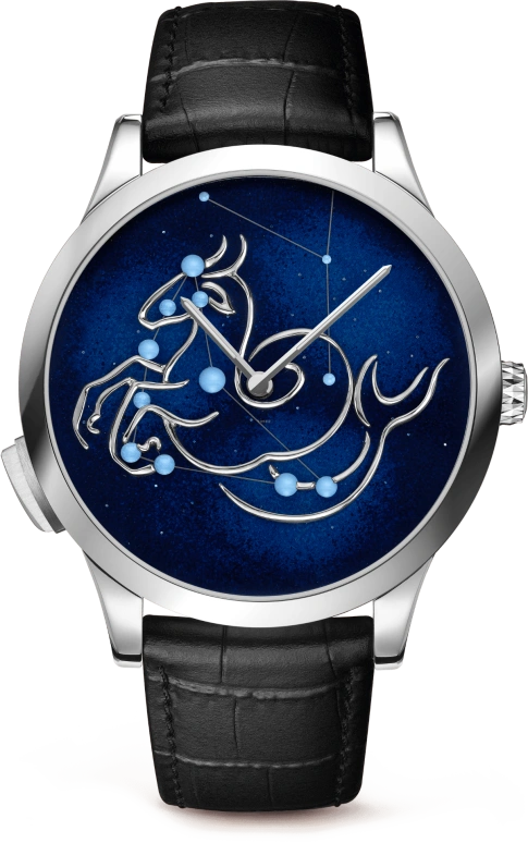 Van Cleef & Arpels,Poetic Complications® 42mm,42mm,White Gold,Transparent,Blue,Sapphire,Crystal Glass,Enamel,VCARO8TC00