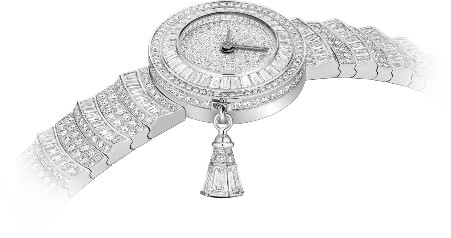 Van Cleef & Arpels,Charms 21mm,21mm,White Gold,Silver,Sapphire,Crystal Glass,Setting,Diamonds,VCARO8T200