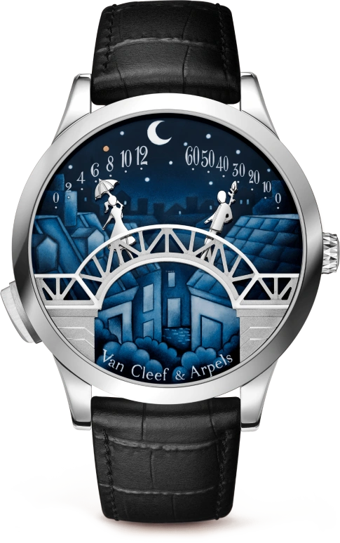 Van Cleef & Arpels,Poetic Complications® 42mm,42mm,White Gold,Sapphire,Crystal Glass,Enamel,VCARO90000