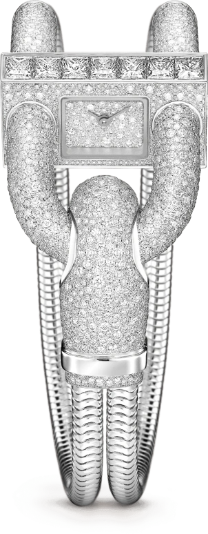 梵克雅宝,Cadenas® 14x26毫米,14x26毫米,白金,银色,石英,蓝宝石,水晶玻璃,镶嵌,镶钻,VCARO4JD00