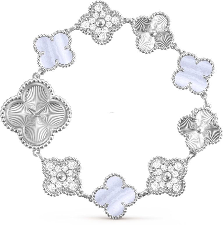 梵克雅宝,Alhambra® 22.70x22.70毫米,22.70x22.70毫米,白金,银色,石英,蓝宝石,其他,VCARPEU100