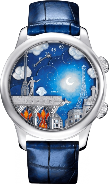 Van Cleef & Arpels,Poetic Complications® 43mm,43mm,White Gold,Blue,Handwound,Sapphire,Crystal Glass,Round,VCARO30K00