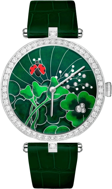 Van Cleef & Arpels,Poetic Complications® 38mm,38mm,White Gold,Green,Multi-Color,Automatic,85hours,Sapphire,Crystal Glass,VCARO4JB00