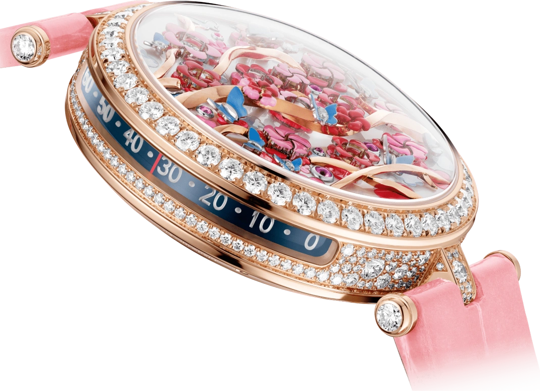 Van Cleef & Arpels,Poetic Complications® 38mm,38mm,Rose Gold,Rose,Pink Red,White,Red,Multi-Color,Automatic,Sapphire,Crystal Glass,Round,VCARPBJM00