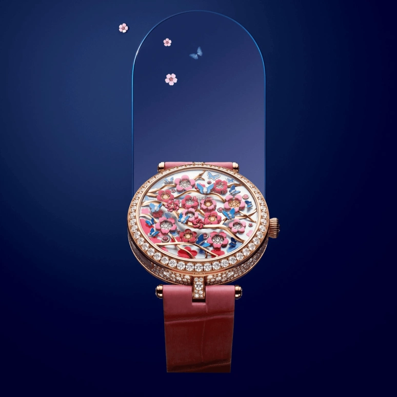 Van Cleef & Arpels,Poetic Complications® 38mm,38mm,Rose Gold,Rose,Pink Red,White,Red,Multi-Color,Automatic,Sapphire,Crystal Glass,Round,VCARPBJM00