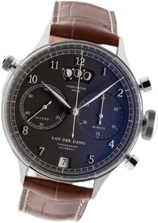 Van der Gang Watches,Gents 41mm,41mm,Stainless Steel,Black,Automatic,Chronograph,Day,20022