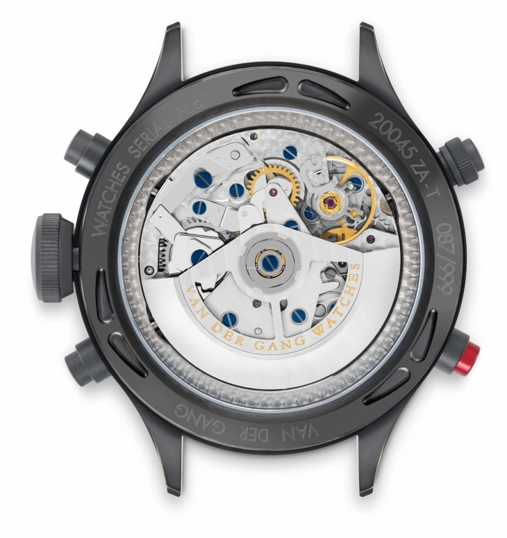 Van der Gang Watches,Vlieger 41毫米,41毫米,精钢,灰色,自动上弦,计时,日历,两地时,格林尼治时间,42小时,蓝宝石,水晶玻璃,20045ZA,20045ZA-T