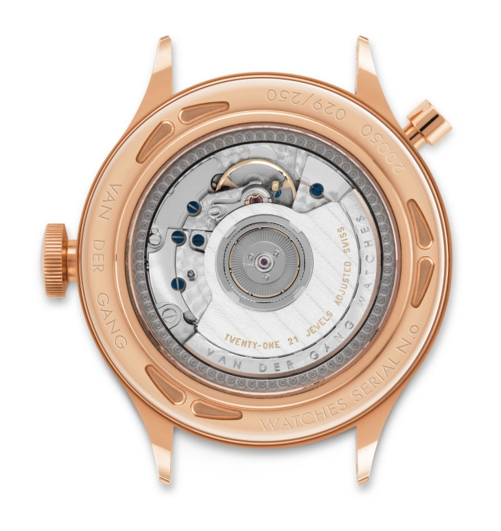 Van der Gang Watches,Classic GMT 41毫米,41毫米,玫瑰金,蓝色,自动上弦,日历,动力储存指示,两地时,20050