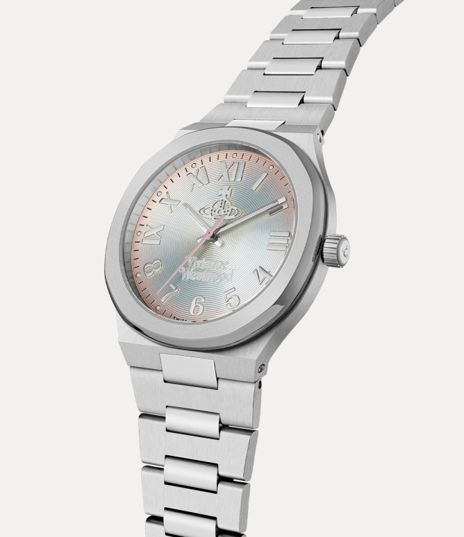 Vivienne Westwood,Other 39mm,39mm,Stainless Steel,Silver,Pink,Gradient,Quartz,Hardlex,Glass,Round,VV318MTSL