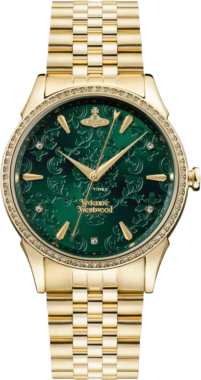 Vivienne Westwood,Other 38mm,38mm,Stainless Steel,Green,Quartz,Hardlex,Glass,Round,VV208GDGD
