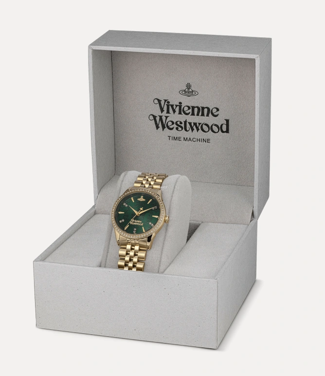 Vivienne Westwood,Other 32mm,32mm,Stainless Steel,Green,Quartz,Hardlex,Glass,Round,VV327GRGD