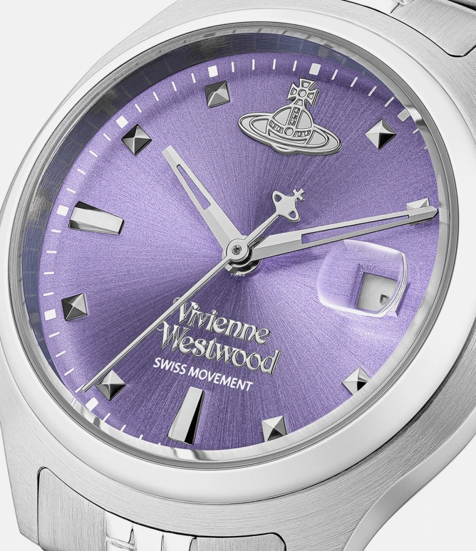 Vivienne Westwood,Other 29mm,29mm,Stainless Steel,Purple,Quartz,Day,Hardlex,Glass,VV311PPSL