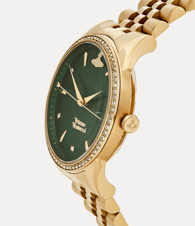 Vivienne Westwood,Other 38mm,38mm,Stainless Steel,Green,Quartz,Hardlex,Glass,Round,VV208GDGD