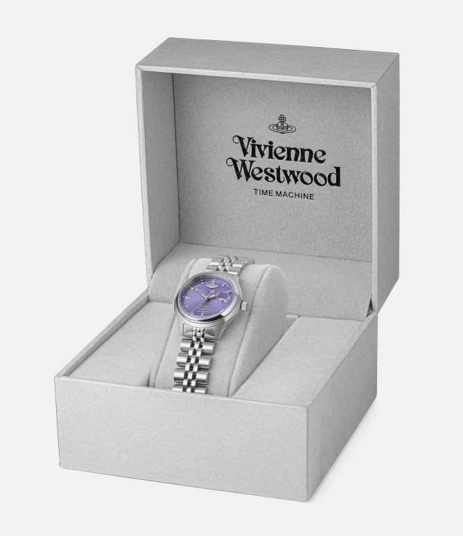 Vivienne Westwood,Other 29mm,29mm,Stainless Steel,Purple,Quartz,Day,Hardlex,Glass,VV311PPSL