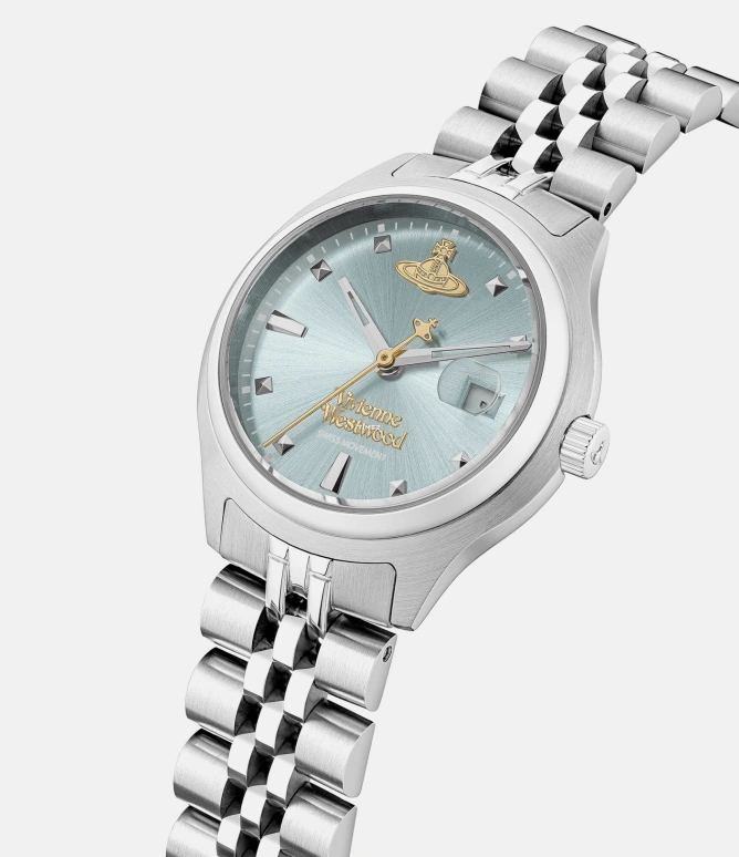 Vivienne Westwood,Other 29mm,29mm,Stainless Steel,Blue,Quartz,Day,Hardlex,Glass,VV311LBLSL