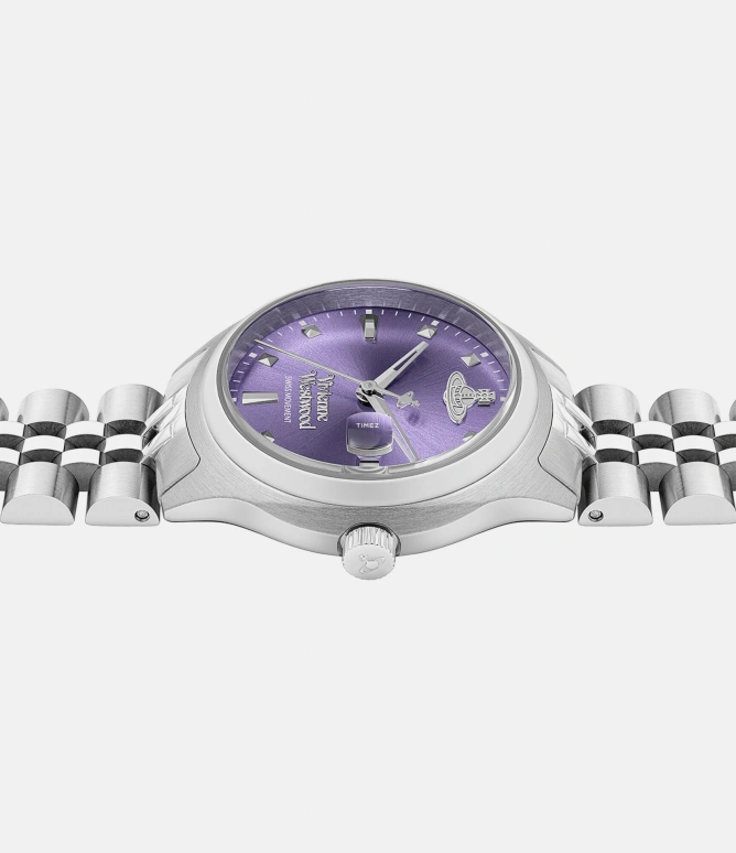 Vivienne Westwood,Other 29mm,29mm,Stainless Steel,Purple,Quartz,Day,Hardlex,Glass,VV311PPSL
