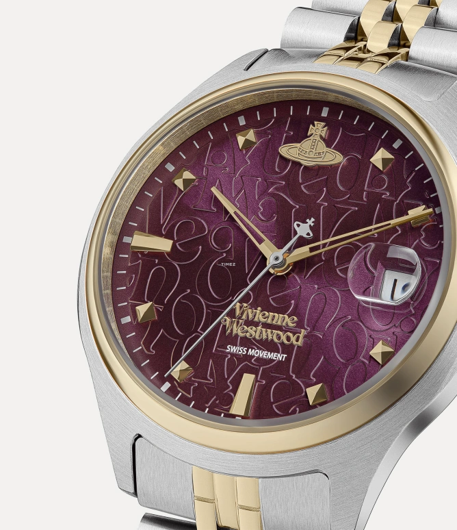 Vivienne Westwood,Other 37mm,37mm,Stainless Steel,Purple,Wine Red,Quartz,Hardlex,Round,VV261BYSG