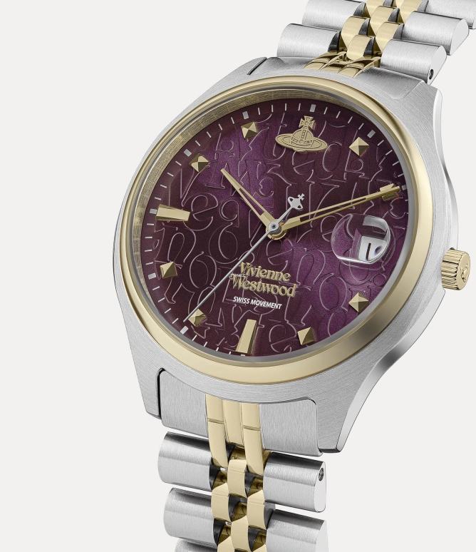 Vivienne Westwood,Other 37mm,37mm,Stainless Steel,Purple,Wine Red,Quartz,Hardlex,Round,VV261BYSG
