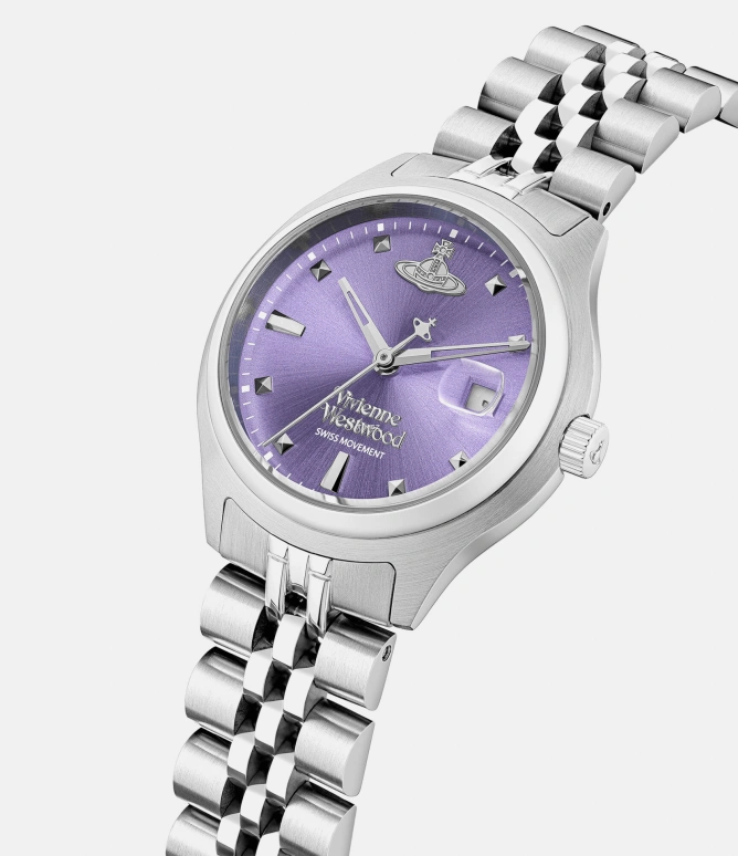 Vivienne Westwood,Other 29mm,29mm,Stainless Steel,Purple,Quartz,Day,Hardlex,Glass,VV311PPSL