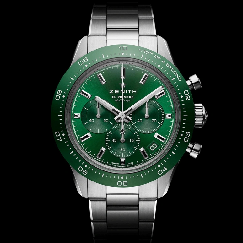 真力时,Chronomaster运动 41毫米,41毫米,不锈钢,绿色,自动上弦,计时,日历,03,03.3107.3600/56.M3100