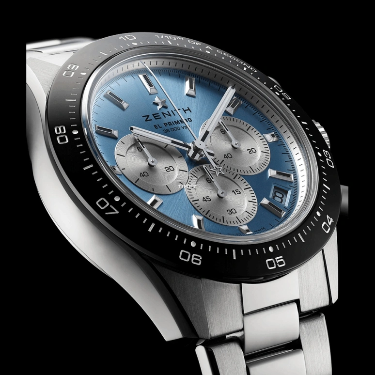 真力时,Chronomaster运动 41毫米,41毫米,不锈钢,冰蓝色,自动上弦,计时,日历,03,03.3106.360055.M3100