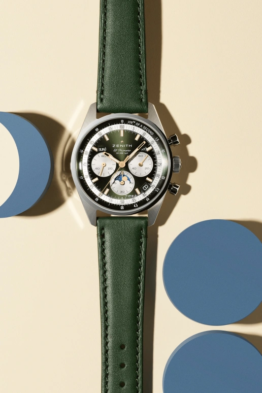 真力时,Chronomaster旗舰 38毫米,38毫米,精钢,绿色,自动上弦,计时,月相,月历,星期历,蓝宝石,水晶玻璃,圆形,03,03.3400.3610/40.C912