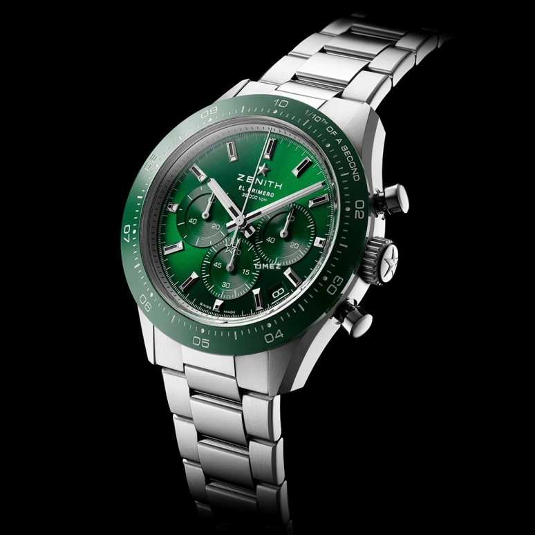 真力时,Chronomaster运动 41毫米,41毫米,不锈钢,绿色,自动上弦,计时,日历,03,03.3107.3600/56.M3100