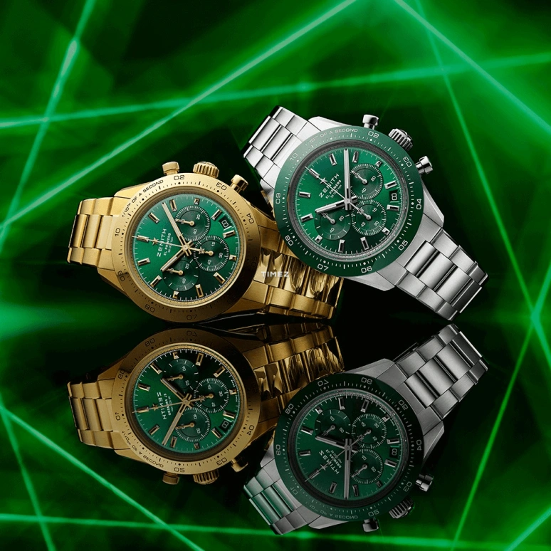 真力时,Chronomaster运动 41毫米,41毫米,不锈钢,绿色,自动上弦,计时,日历,03,03.3107.3600/56.M3100
