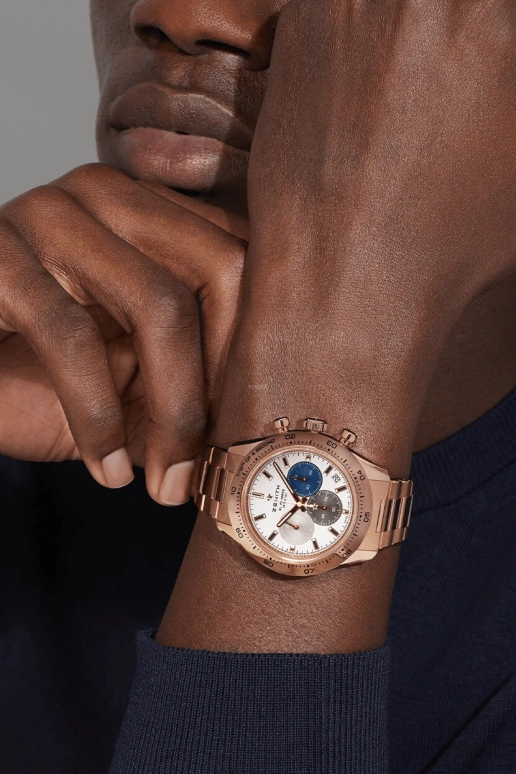 真力时,Chronomaster运动 41毫米,41毫米,玫瑰金,白色,自动上弦,计时,日历,18,18.3101.3600/69.M3100
