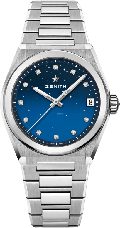 Zenith,Defy 36mm,36mm,Stainless Steel,Blue,Automatic,Date,50hours,03,03.9200.670/01.MI001