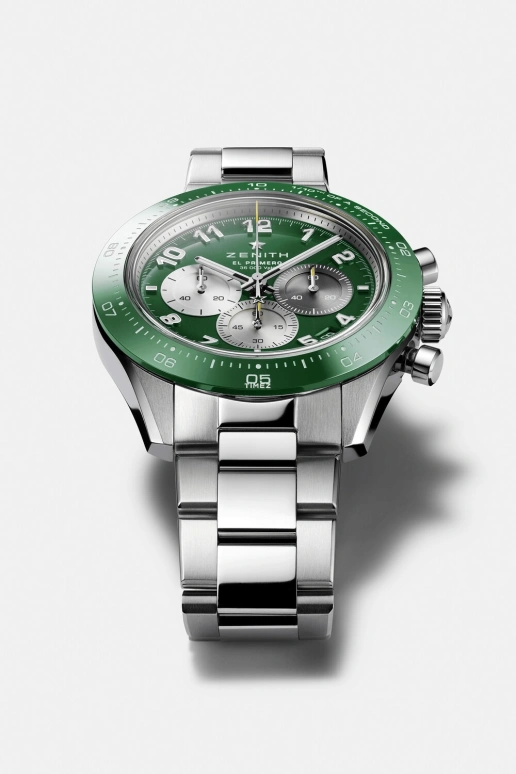 真力时,Chronomaster运动 41毫米,41毫米,精钢,绿色,自动上弦,计时,日历,03,03.3117.3600/56.M3100