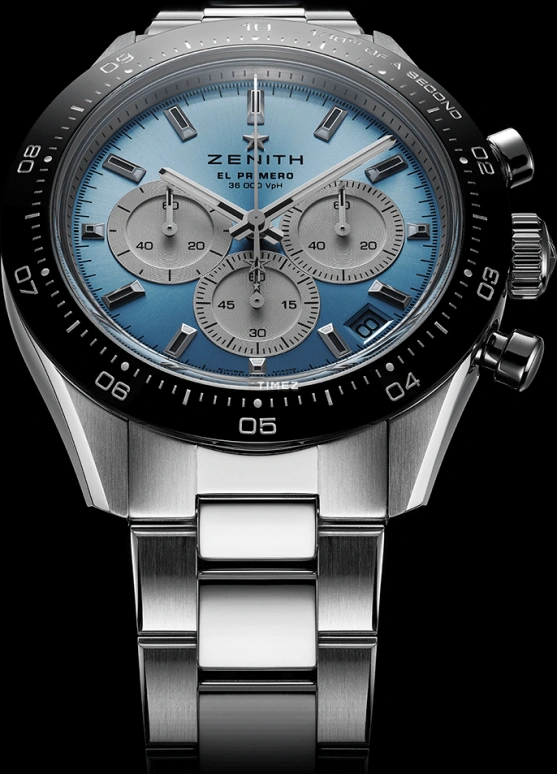真力时,Chronomaster运动 41毫米,41毫米,不锈钢,冰蓝色,自动上弦,计时,日历,03,03.3106.360055.M3100