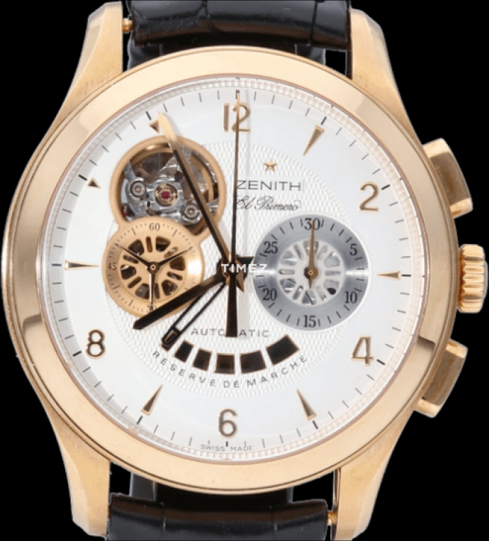 Zenith,El Primero 40mm,40mm,Rose Gold,Silver,Automatic,Chronograph,Power Reserve Indicator,18,18.0510.4021-01.C492