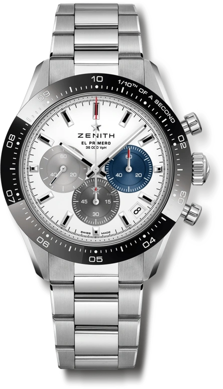 Zenith,Chronomaster Sport 41mm,41mm,Ceramic,Stainless Steel,Silver,Automatic,Chronograph,Day,03,03.3100.3600/69.M3100