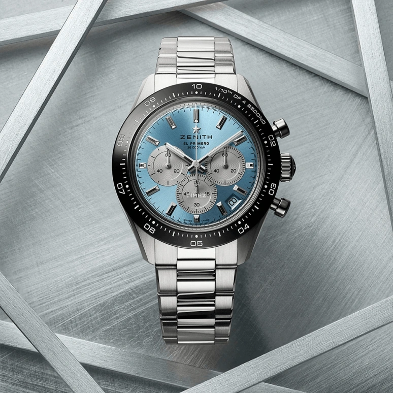 真力时,Chronomaster运动 41毫米,41毫米,不锈钢,冰蓝色,自动上弦,计时,日历,03,03.3106.360055.M3100