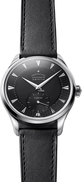 Zenith,Other 38mm,38mm,Platinum,Black,Handwound,In-house Caliber,Sapphire,Crystal Glass,40,40.1350.135/21.C100