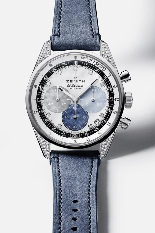 真力时,Chronomaster旗舰 38毫米,38毫米,不锈钢,白色,蓝色,灰色,自动上弦,计时,日历,16,16.3200.3600/02.C907
