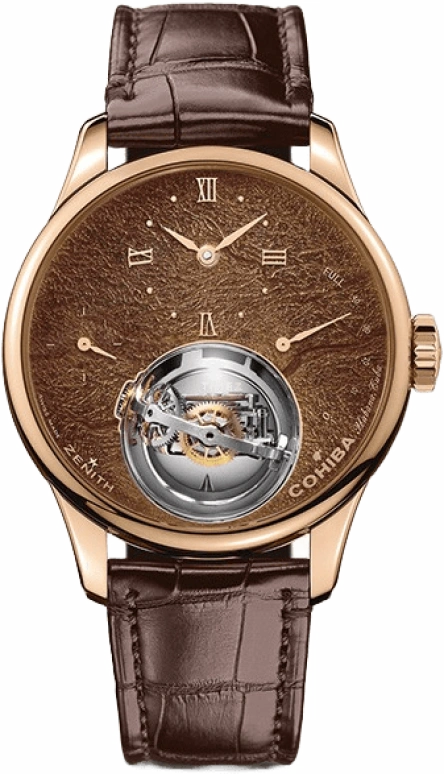 Zenith,Academy 45mm,45mm,Rose Gold,Brown,Handwound,Power Reserve Indicator,50hours,18,18.2214.8804/95.C713