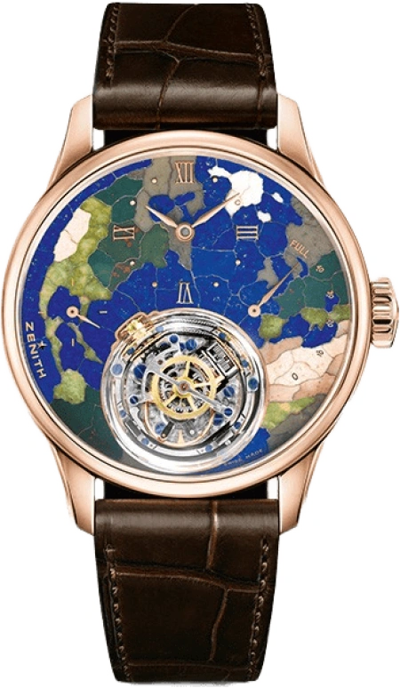 Zenith,Academy 45mm,45mm,Rose Gold,Blue,Handwound,Power Reserve Indicator,50hours,18,18.2211.8804/91.C713