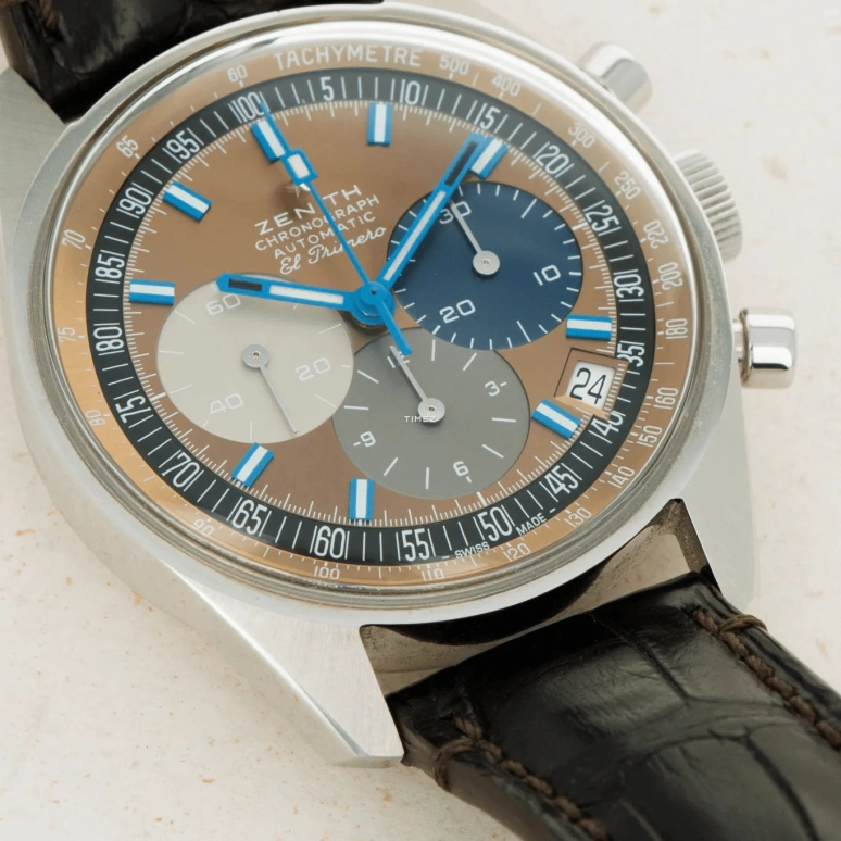 Zenith,Revival 38mm,38mm,Stainless Steel,Brown,Automatic,Chronograph,Day,03,03.F386.400/70.C807